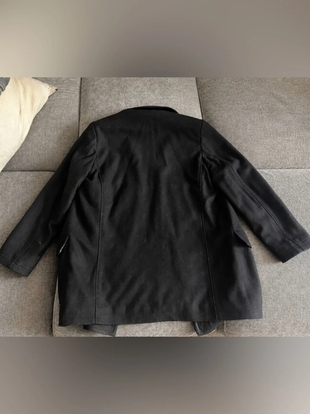 Ralph Lauren Black Double-Breasted Wool Peacoat